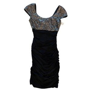 BADGLEY MISCHKA Black Sequins Mini Dress Cocktail